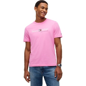 Tommy Hilfiger Men’s Short Sleeve Cotton Crewneck Logo Graphic T-Shirts(Synthetic Blush)