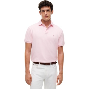 Tommy Hilfiger Men’s Short Sleeve Polo Shirts in Classic Fit with Stretch and Organic Pique Cotton(Duchess Pink)