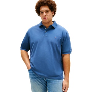 Tommy Hilfiger Men’s Short Sleeve Polo Shirts in Regular Fit With Stretch and Organic Pique Cotton(Aegean Sea)