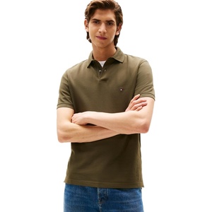 Tommy Hilfiger Men’s Short Sleeve Polo Shirts in Regular Fit With Stretch and Organic Pique Cotton(Army Green)