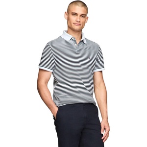 Tommy Hilfiger Men’s Short Sleeve Polo Shirts in Regular Fit With Stretch and Organic Pique Cotton(Breezy Blue / Desert Sky)