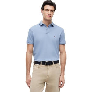 Tommy Hilfiger Men’s Short Sleeve Polo Shirts in Regular Fit With Stretch and Organic Pique Cotton(Brisk Blue)