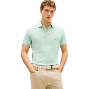 Tommy Hilfiger Men’s Short Sleeve Polo Shirts in Regular Fit With Stretch and Organic Pique Cotton(Crushed Mint)