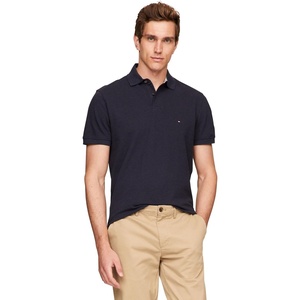 Tommy Hilfiger Men’s Short Sleeve Polo Shirts in Regular Fit With Stretch and Organic Pique Cotton(Desert Sky Heather)