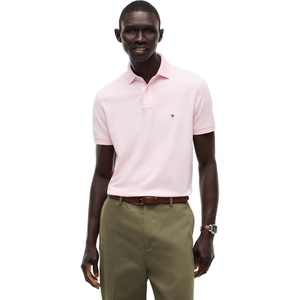 Tommy Hilfiger Men’s Short Sleeve Polo Shirts in Regular Fit With Stretch and Organic Pique Cotton(Duchess Pink)