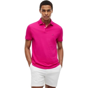 Tommy Hilfiger Men’s Short Sleeve Polo Shirts in Regular Fit With Stretch and Organic Pique Cotton(Eccentric Magenta)