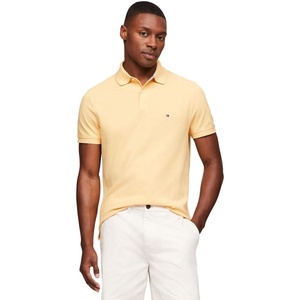 Tommy Hilfiger Men’s Short Sleeve Polo Shirts in Regular Fit With Stretch and Organic Pique Cotton(Light Yellow Heather)