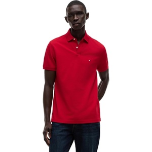 Tommy Hilfiger Men’s Short Sleeve Polo Shirts in Regular Fit With Stretch and Organic Pique Cotton(Medium Red)