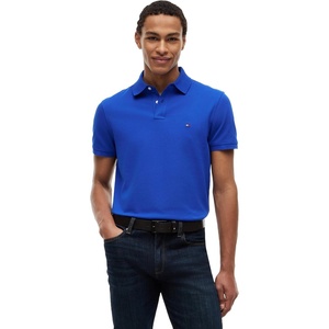 Tommy Hilfiger Men’s Short Sleeve Polo Shirts in Regular Fit With Stretch and Organic Pique Cotton(Regal Blue)