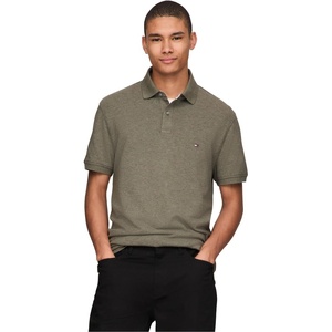 Tommy Hilfiger Men’s Short Sleeve Polo Shirts in Regular Fit With Stretch and Organic Pique Cotton(Utility Olive Heather)