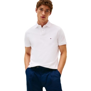 Tommy Hilfiger Men’s Short Sleeve Polo Shirts in Regular Fit With Stretch and Organic Pique Cotton(White)