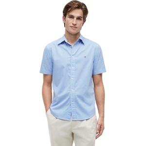 Tommy Hilfiger Men’s Short Sleeve Poplin Shirts in Regular Fit, Men’s Button Down Shirts(Blue Spell / Check)