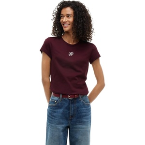 Tommy Hilfiger Women’s Basic Short Sleeve Cotton Crew-Neck T-Shirt(Deep Burgundy)