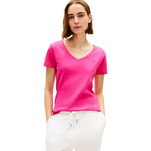 Tommy Hilfiger Women’s Basic Short Sleeve Cotton V-Neck T-Shirt(Pink Perfection)