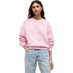 Tommy Hilfiger Women’s Medium Weight Crew Neck Sweatshirt Pullover With Logo(Classic Pink)