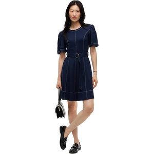 Tommy Hilfiger Women’s Short Sleeve Dress with Belt(Dark Blue)