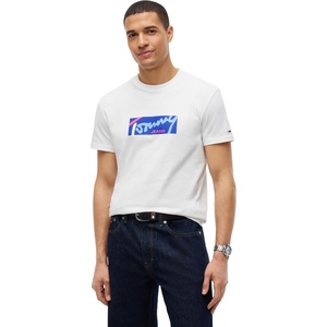 Tommy Jeans Men’s Short Sleeve Cotton Graphic T-Shirts in Regular Fit(Ecru)