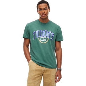 Tommy Jeans Men’s Short Sleeve Cotton Graphic T-Shirts with Varsity Logo(Velvet Green)