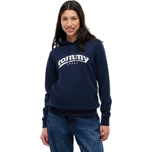 Tommy Jeans Women’s Medium Weight Graphic Pullover Hoodie Sweatshirt(Dark Blue)