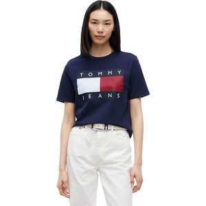 Tommy Jeans Women’s Short Sleeve Cotton Graphic Boxy Fit T-Shirt(Dark Blue)